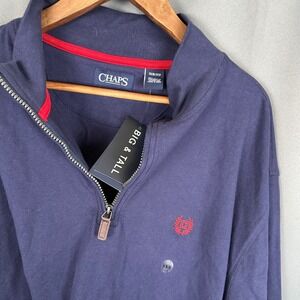 CHAPS Big and Tall Men's Navy Blue Quarter Zip Pullover Long Sleeve Shirt 3XB